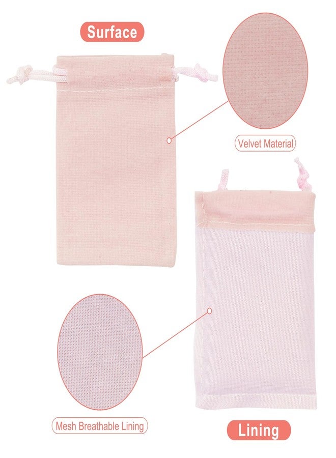 G2PLUS Pink Velvet Jewelry Pouches, 20PCS Small Velvet Gift Bags with Drawstring, Christmas Gift Bags for Wedding Favors, Candy Bags, Party Favors (2.75''x3.54'') - Image 3